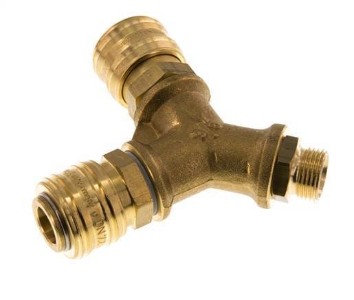 Messing DN 7.2 (Euro) Luchtkoppeling Snelkoppeling G 3/8 inch Buitendraad Wandmontage 2-weg - CLS7-M-B-2W-038