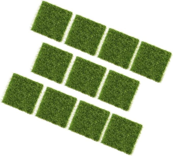 Kunstgras Matten - Mos Effect - Miniatuur Tuin - Realistisch Gazon - 10 Stuks 7.5cm - Groen