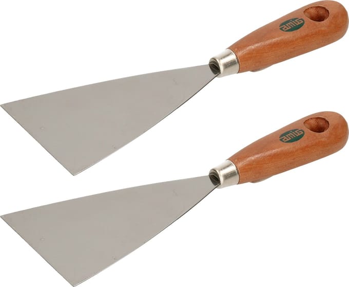 Amig Plamuurmes - 2x - werkbreedte 90 mm - conisch geslepen staal - houten greep