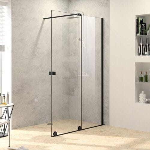 HÜPPE Xtensa pure Walk-In sliding door with fixed segment 90 cm, stop right, with stabilizer XT0220123321