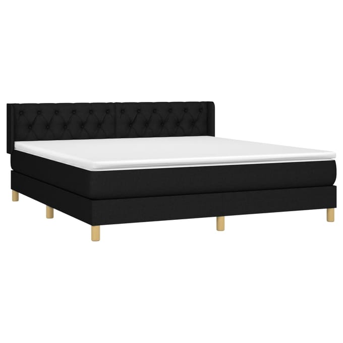 vidaXL - Boxspring - met - matras - stof - zwart - 160x200 - cm