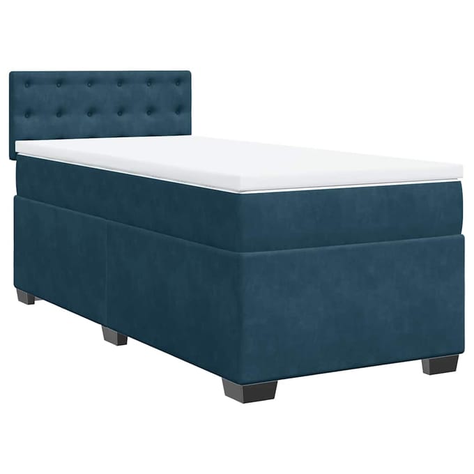 vidaXL - Boxspring - met - matras - fluweel - blauw - 100x200 - cm