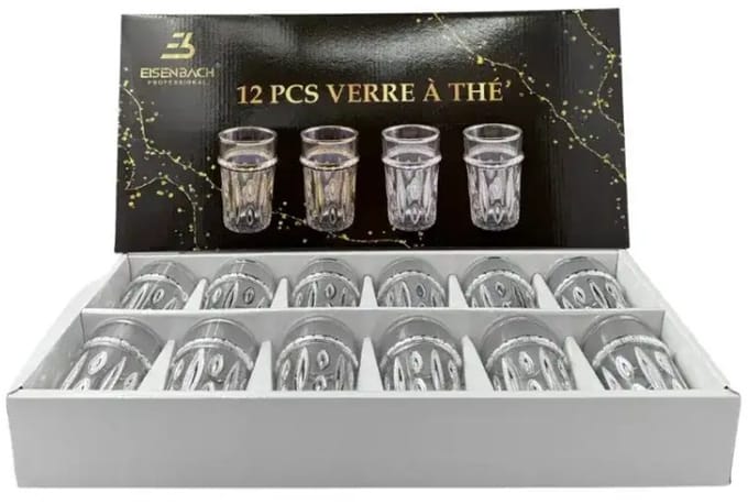 Eisenbach EB GLS12S: 12 Stuks Theeglazen met Zilveren Accent