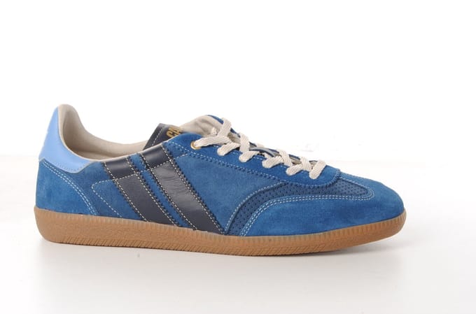 Caval heren sneaker asymmetrisch blauwe suède