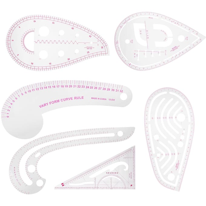 6 stuks Curve Liniaal Multifunctioneel Plastic Variabele Vorm Naaien Gradatie Bewijs Kledingontwerpen Tool white