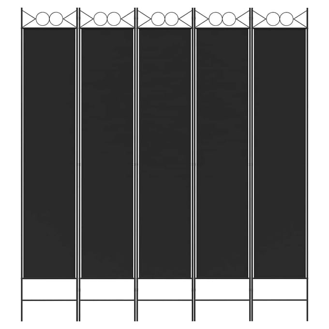 vidaXL - Kamerscherm - met - 5 - panelen - 200x200 - cm - stof - zwart