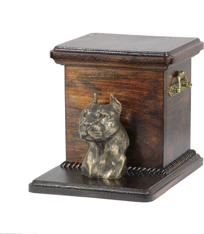 Elegante urn voor American Staffordshire Terrier met hondenbuste