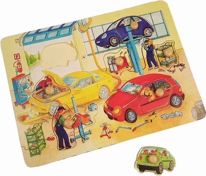 Playwood / Roel Noppen puzzel garage - Houten puzzel met grote noppen