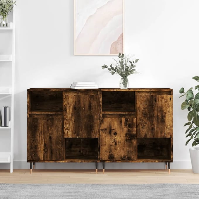vidaXL - Dressoirs - 2 - st - bewerkt - hout - gerookt - eikenkleurig