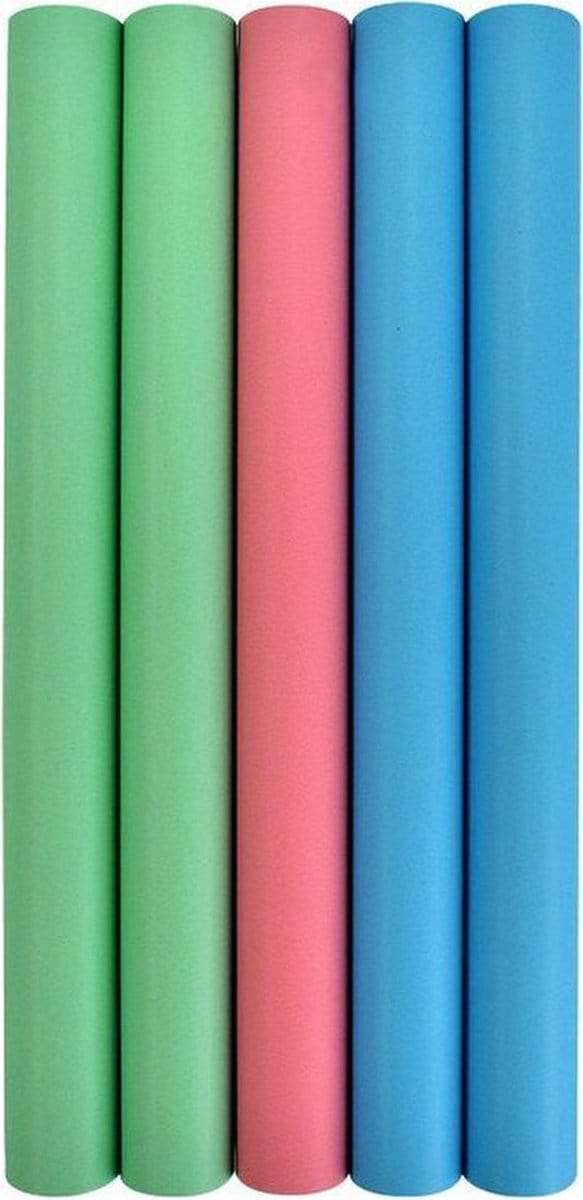 Verhaak Kaftpapier - 5 rollen - Pastel roze blauw groen - 4m x 35cm