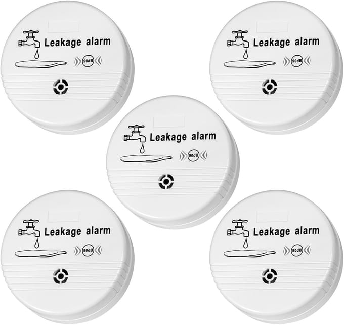 Watermelder 5 Stuks - Wateralarm Sensor - Lekkage Detectie - Dubbele Detectie Modi - 8x8x3 cm - Wit