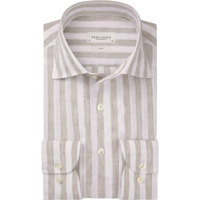 Profuomo Ppxh10019 Lange Mouw Overhemden Beige Ppxh10019