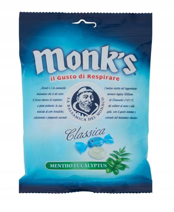 Bonbons Eucalyptus Classica Monk Menthol Eucalyptus 100g Italien