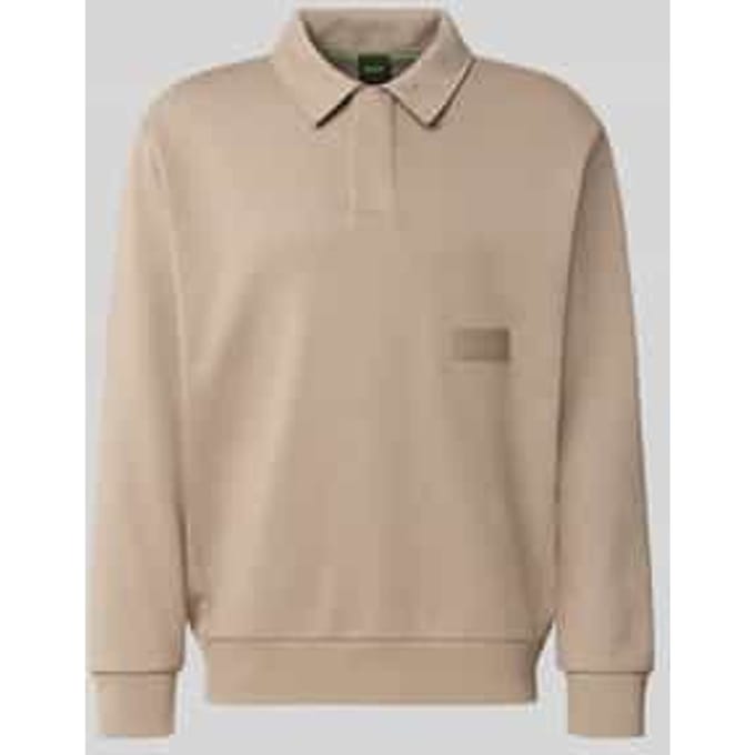 relaxed fit sweatshirt van katoenmix model 'SW_Placket Polo'