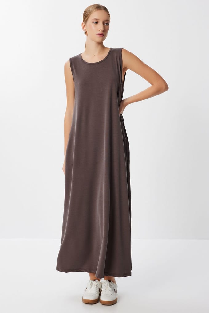 Casual Losse Midi-jurk met Zakken