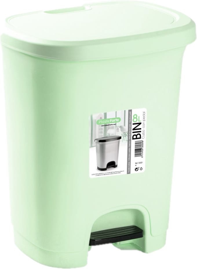 Plasticforte Pedaalemmer - mintgroen - 8 l - 25 x 21 x 30 cm - prullenbak