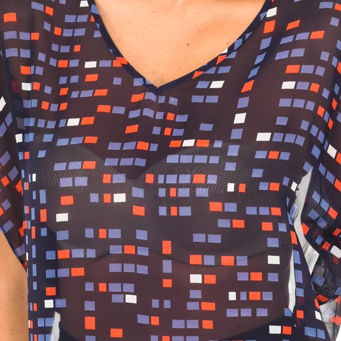 Damesblouse met korte mouwen en V-hals 3Y5H65-5NTAZ