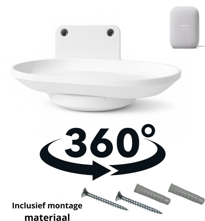 Wall Mount – Premium 360 graden draaien Geschikt voor Google Nest Audio – Houder voor Speaker – Wit -