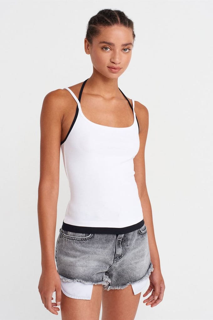 Slim Fit Mouwloos Tie-Front Cami Blouse