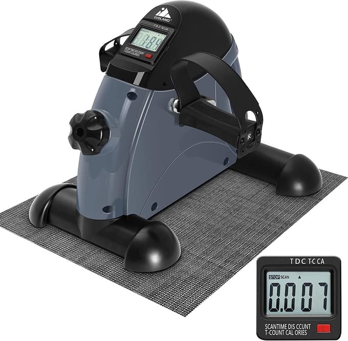 Onder Desk Fiets - Pedaal Trainer - Zittend Trainen - Met LCD Display - 40x32x9 cm - Zwart Grijs