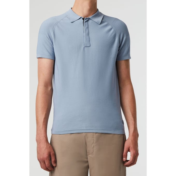 AlphaTauri Fenzi V1.y5.01 Flat Knit Stone Blue Größe: M | Poloshirts Outlet | Herren | Blau