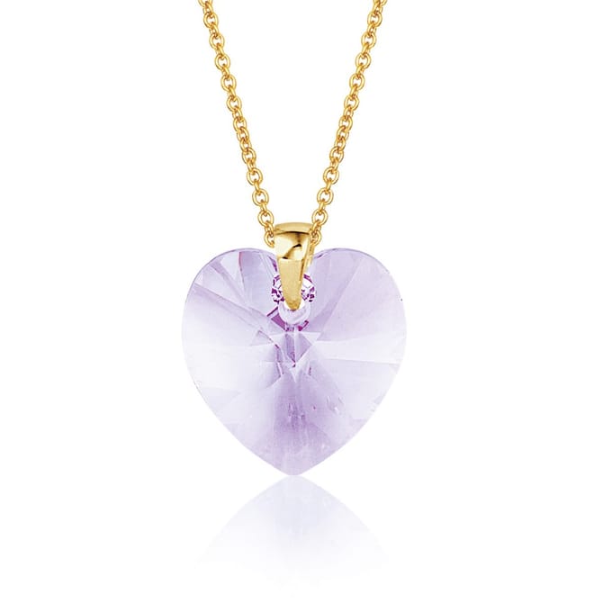 Montebello Ketting Fleur HG58 - Swarovski Hart - 925 Zilver Verguld - Ø14mm - 45cm