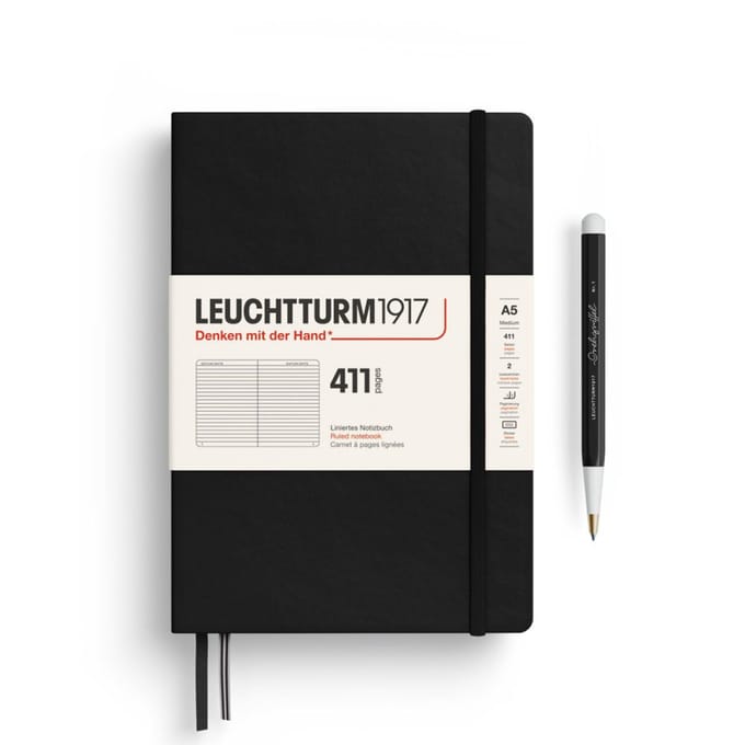Leuchtturm notitieboek 411 black lined medium hardcover a5 145x210mm