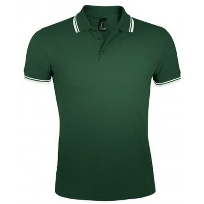 SOLS Heren Pasadena getipt korte mouw Pique Polo Shirt (Bos/Wit)