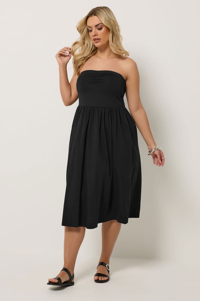 Yours Zwarte Peplum Bandeau Minijurk Size 66-68