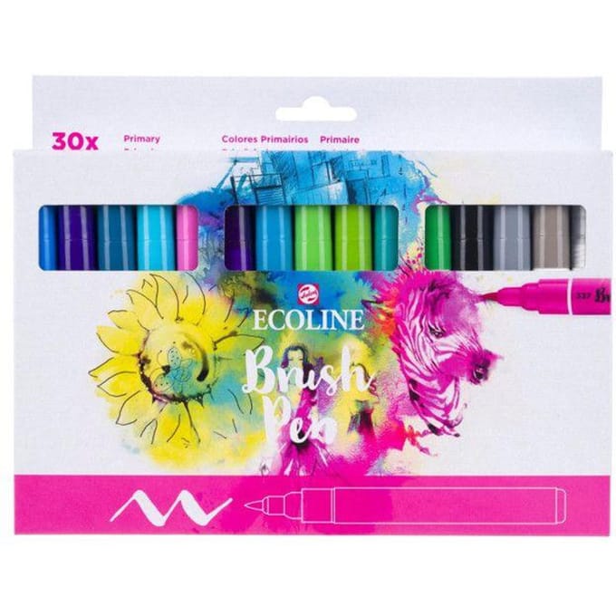Bruynzeel Ecoline Brush Pen Set Primary 30 Colors