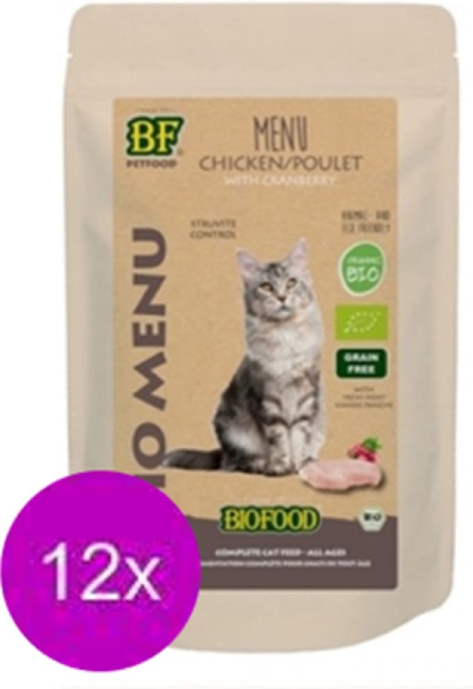 12x Biofood Organic Kip Menu - Kattenvoeding - 200g