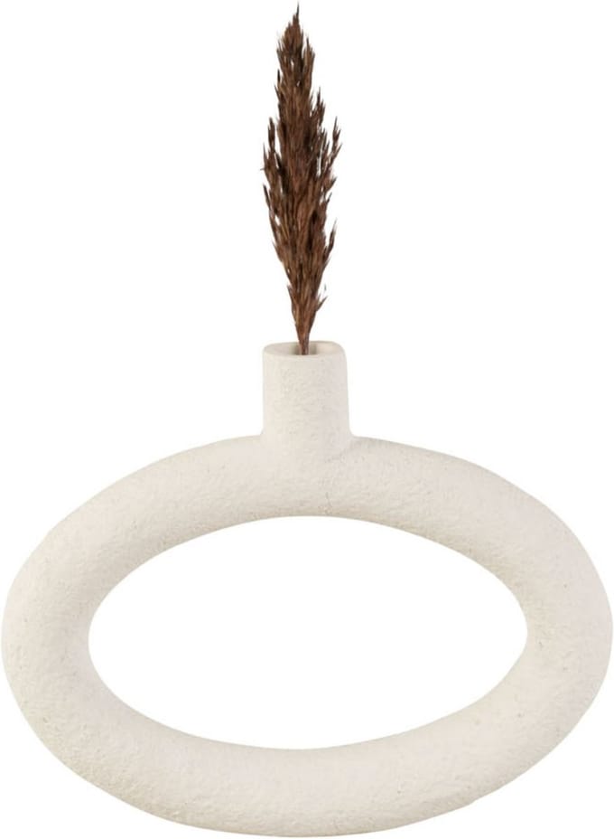 Present Time Vaas Ring - Polyresin - Ovaal Wijd Wit - 25x3,5x20,5cm - Modern