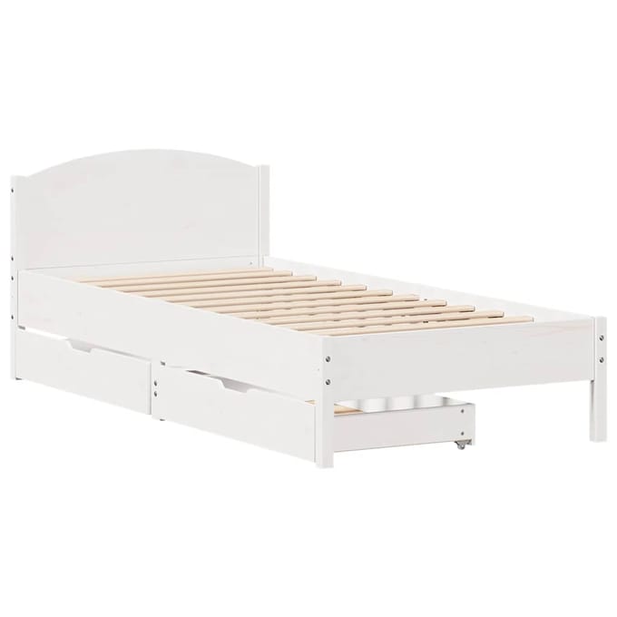 vidaXL - Bedframe - zonder - matras - massief - grenenhout - wit - 140x200 - cm