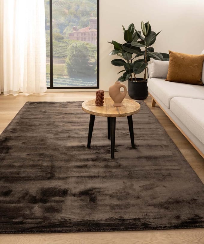 Viscose vloerkleed - Pearl donkerbruin 250x340