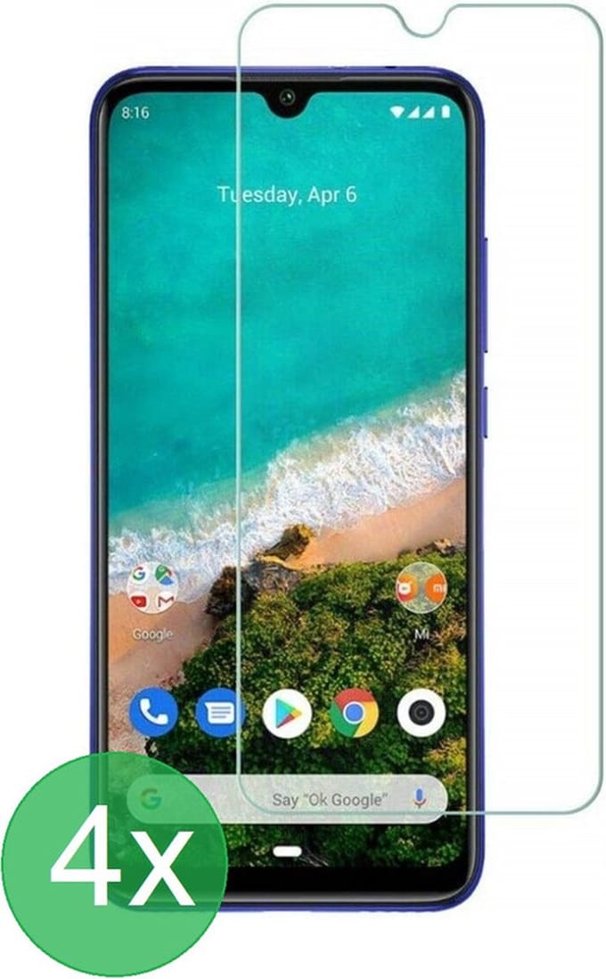 Geschikt Voor: Xiaomi Mi A3 Screenprotector 4x - screen protector - glas - bescherm - beschermglas - ZT Accessoires