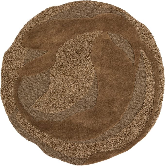 WOOOD Orvi Vloerkleed - Wol/Polyester - Bruin - Ø160 cm