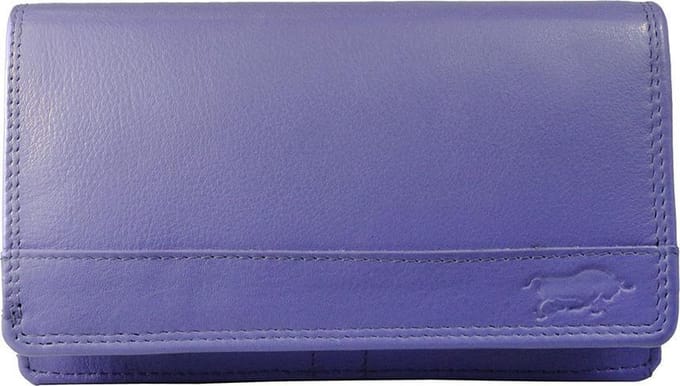 Leren Damesportemonnee Paars RFID - Lederen Dames Portemonnee - Harmonica Model