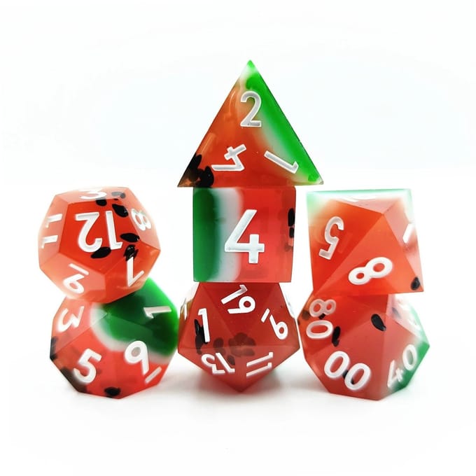 Lapi Toys - Dnd dice - Dobbelstenen dungeons dragons - Incl. dice bag - Resin - Rood
