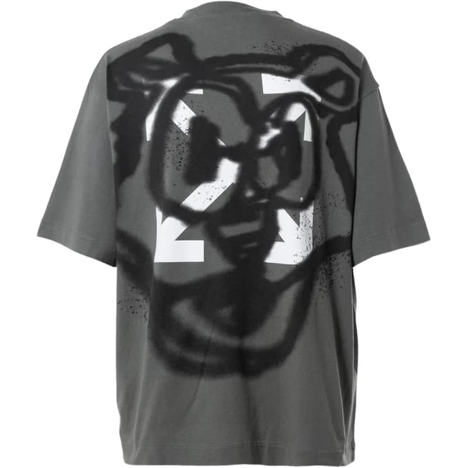Gebroken wit teddypijllogo over skate-fit stalen ijzeren T-shirt