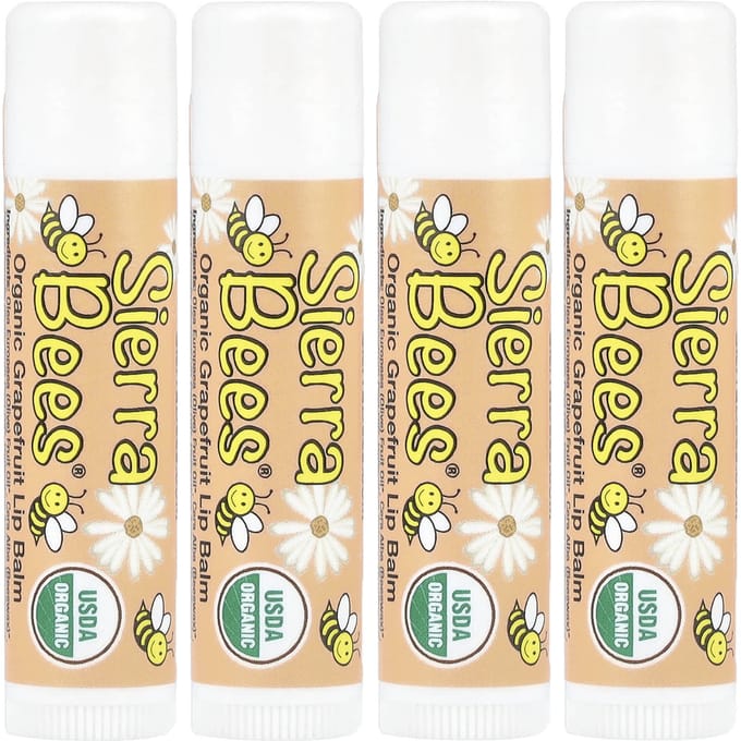 Sierra Bees, Biologische Lippenbalsem, Grapefruit, 4-pak, 4,25 g (4,25 gram) Elk yellow