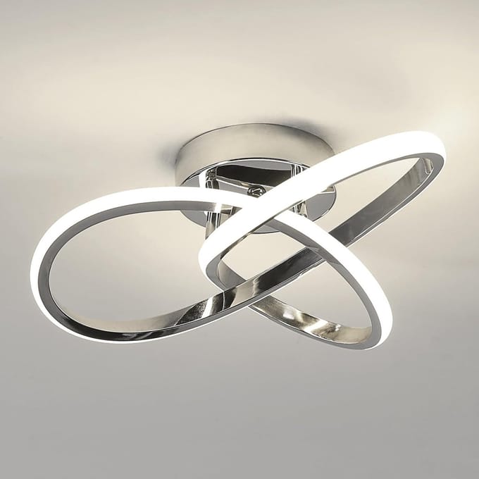 Haobosic - Moderne LED-plafondlamp, 30W, chroom, bloemvorm, natuurlijk wit licht 4500K