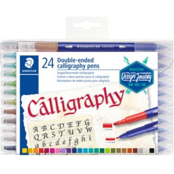 Zweispitzmaler Calligraph duo, 24 Farben in transparenter Faltschachtel.