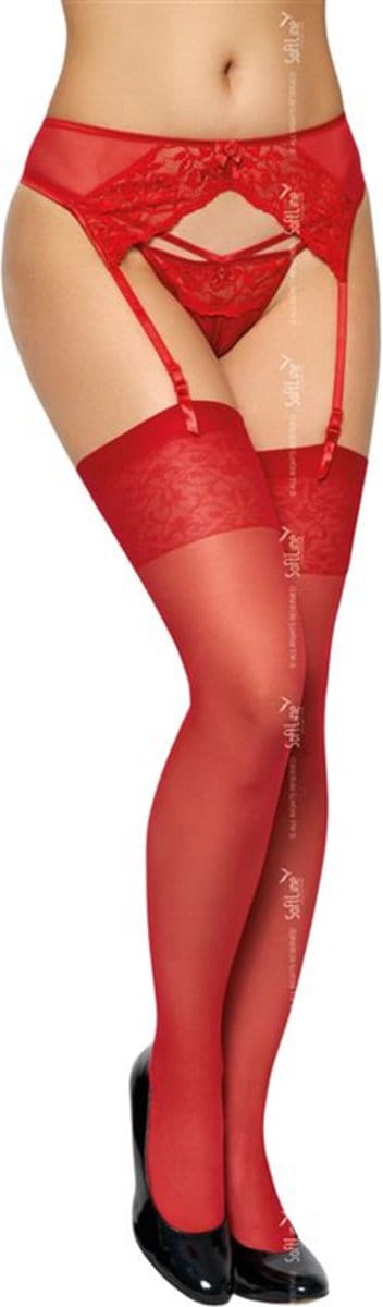 SoftLine sexy kousen met naad- rood M
