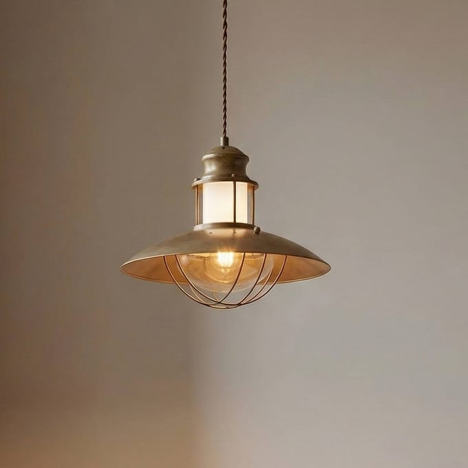 Lindby - hanglamp - 1licht - Metaal, glas - H: 28 cm - E27 - bruin, helder, gesatineerd
