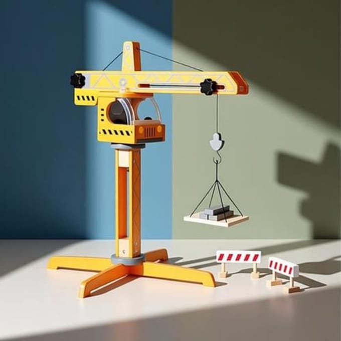 Grote draaibare bouwkraan van hout met accessoires - Educatief constructiespeelgoed voor kinderen