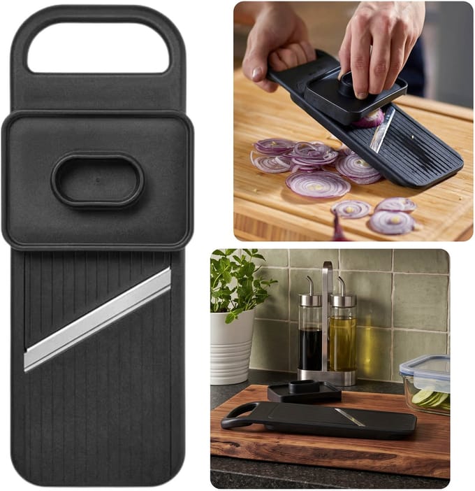 IKEA 365+ Zwarte mandoline, groentesnijder, keukenrasp