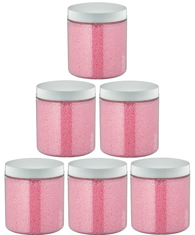 Badkaviaar Rozen - 200 gram - Pot met witte deksel - set van 6 stuks - bad parels voor in bad