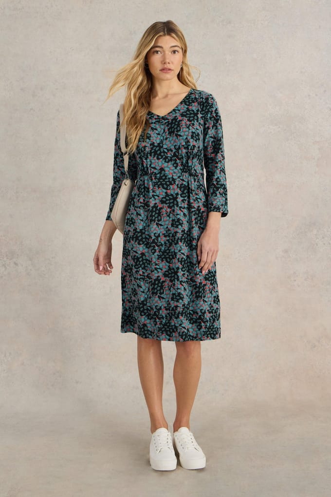 White Stuff Tallie Jersey Dress Teal Multi Größe: 8 REGULAR | Midikleider Outlet | Damen | Cyan