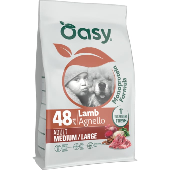 Oasy Adult Medium/Large Hondenbrokken met Lam - Dubbelpak: 2 x 10 kg