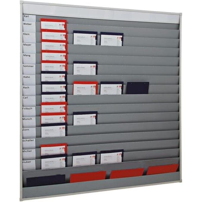 Planbord met uitwisselbare koplijst voor 15 medewerkers